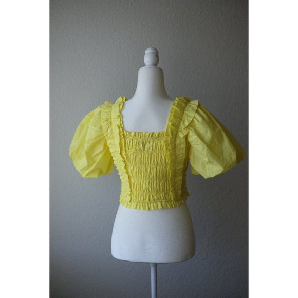 *NEW* Yellow Smocked Puff Sleeve Top by Endless Rose - Picture 5 of 6